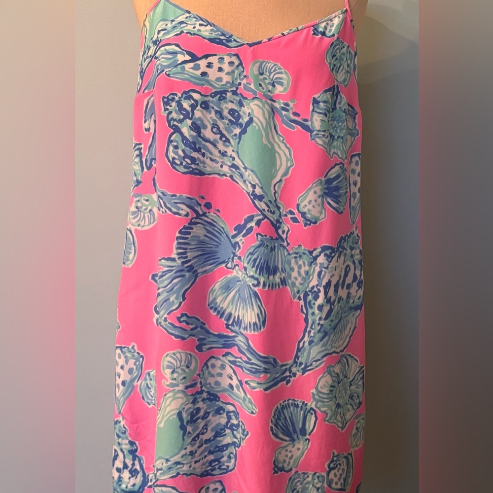 Lilly Pulitzer Pink Dusk Silk Strappy Slip Dress Size M in “Barefoot Princess”